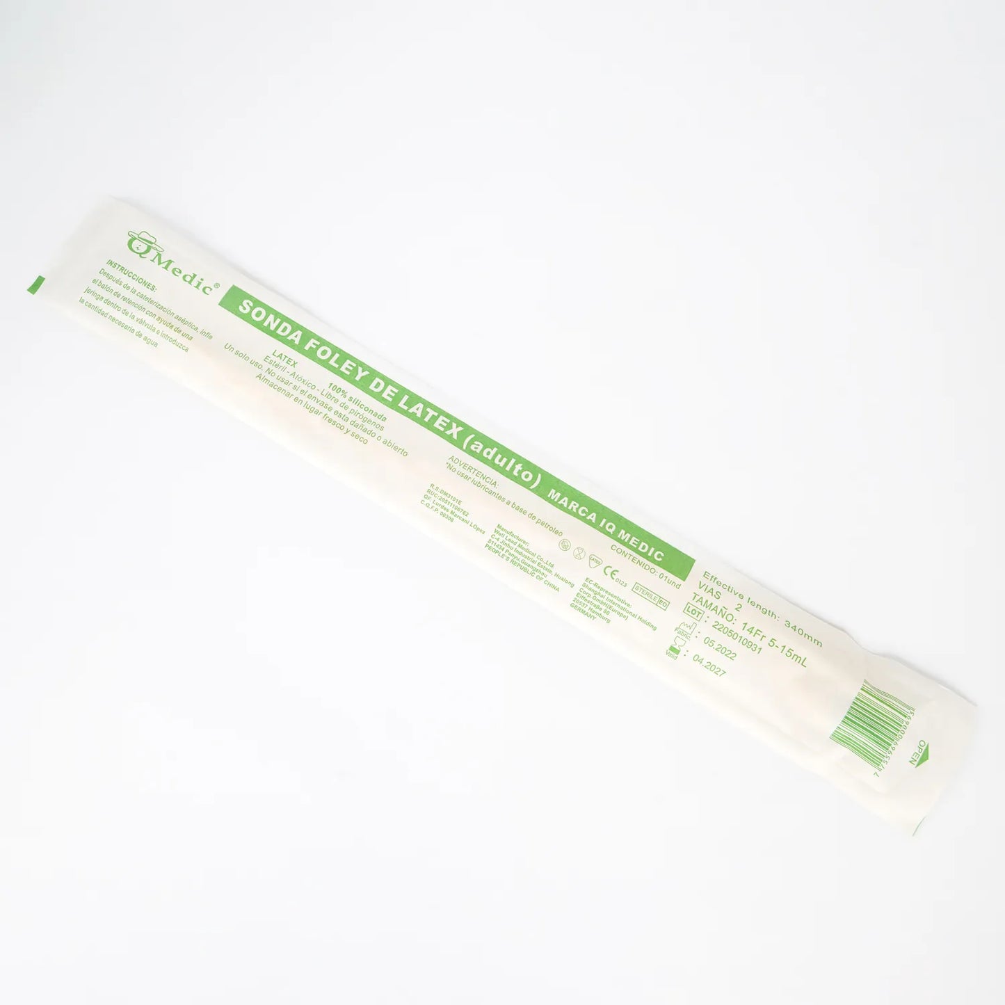 Sonda Foley de Látex de 2 Vías IQ MEDIC