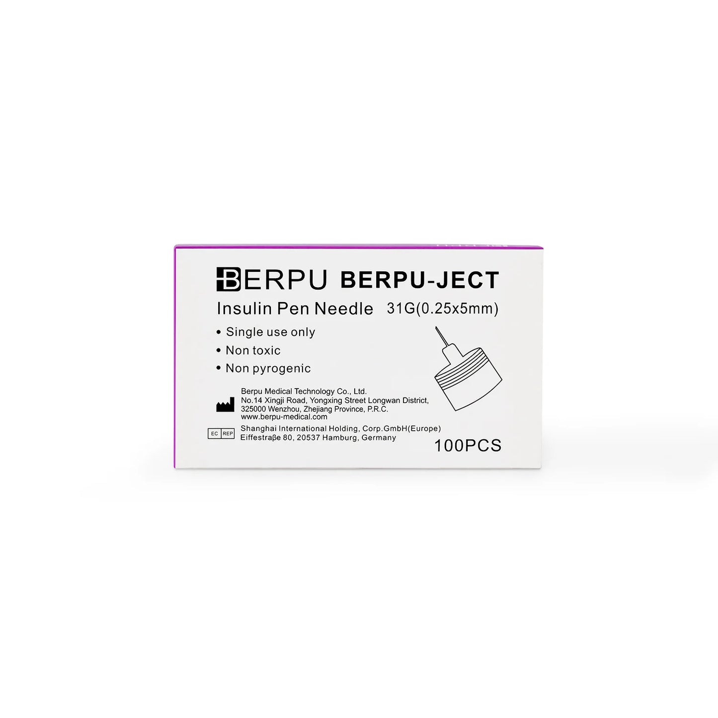 Aguja para Insulina BERPU 31 G X 5 MM CAJA 100 UND
