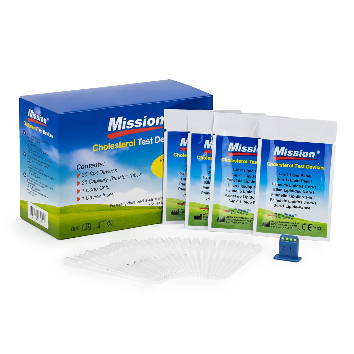Tiras Reactivas para Colesterol y Triglicéridos MISSION CAJA 25 UND