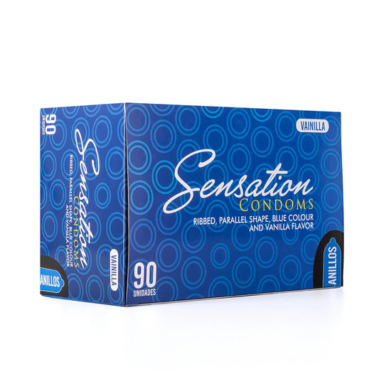 Preservativos SENSATION Vainilla Con Anillos CAJA 90 X 3 UND