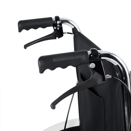 Silla de Ruedas Plegable con Marco de Acero Cromado