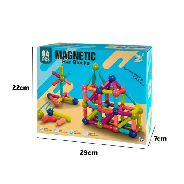 Bloques Magnéticos de Construcción 64 Piezas en Caja