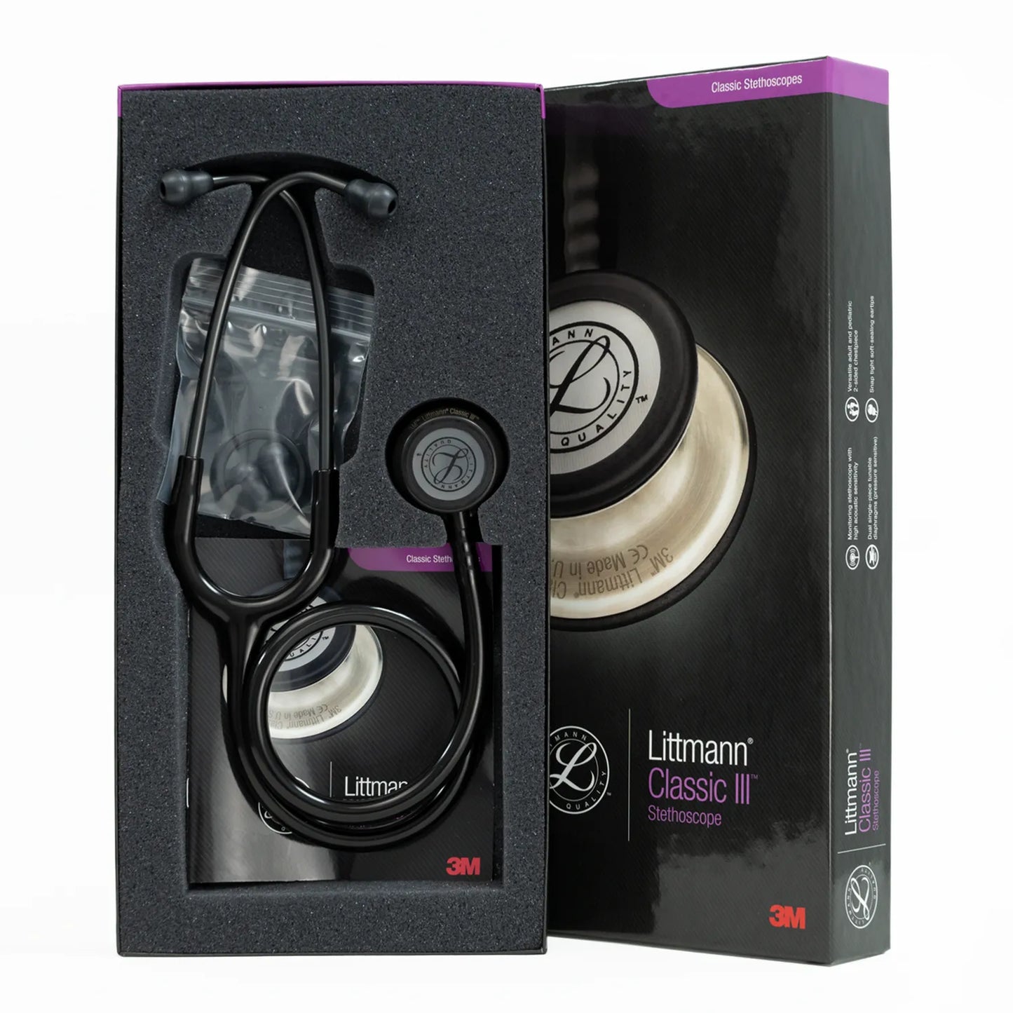 Estetoscopios Littmann Clasic III 3M Negro Humo #5811 (Edición Especial)