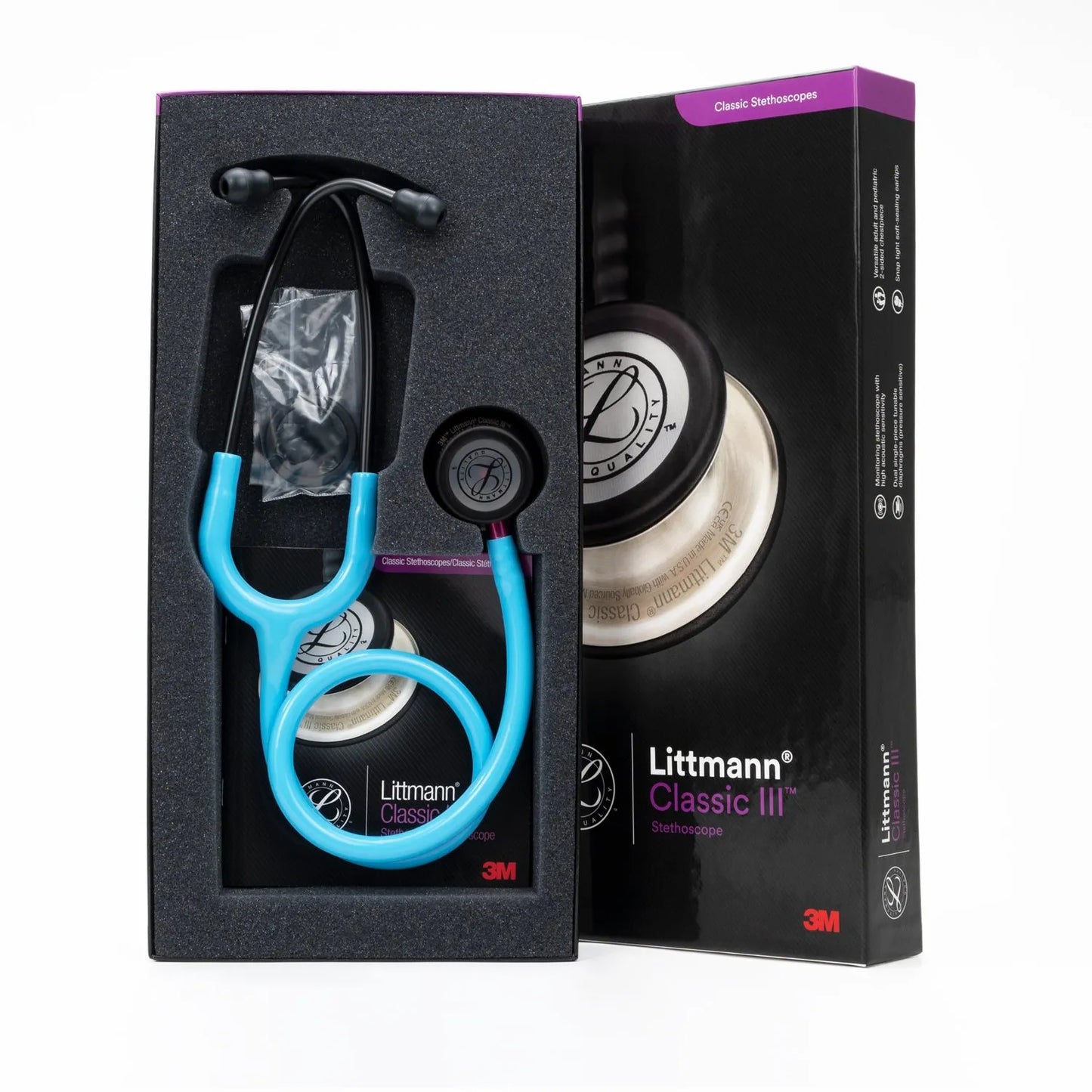 Estetoscopios Littmann Clasic III 3M Turquesa - Smoke Chestpiece #5872 (Edición Especial)
