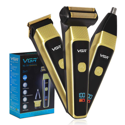 Kit de Corte 3 en 1 Recargable Pelo, Barba y Nariz VGR V-366