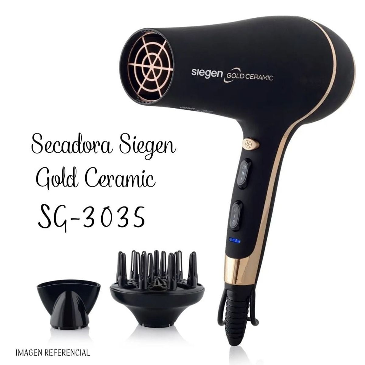Secadora de Cabello Iónica 2400 W con Difusor SIEGEN SG-3035