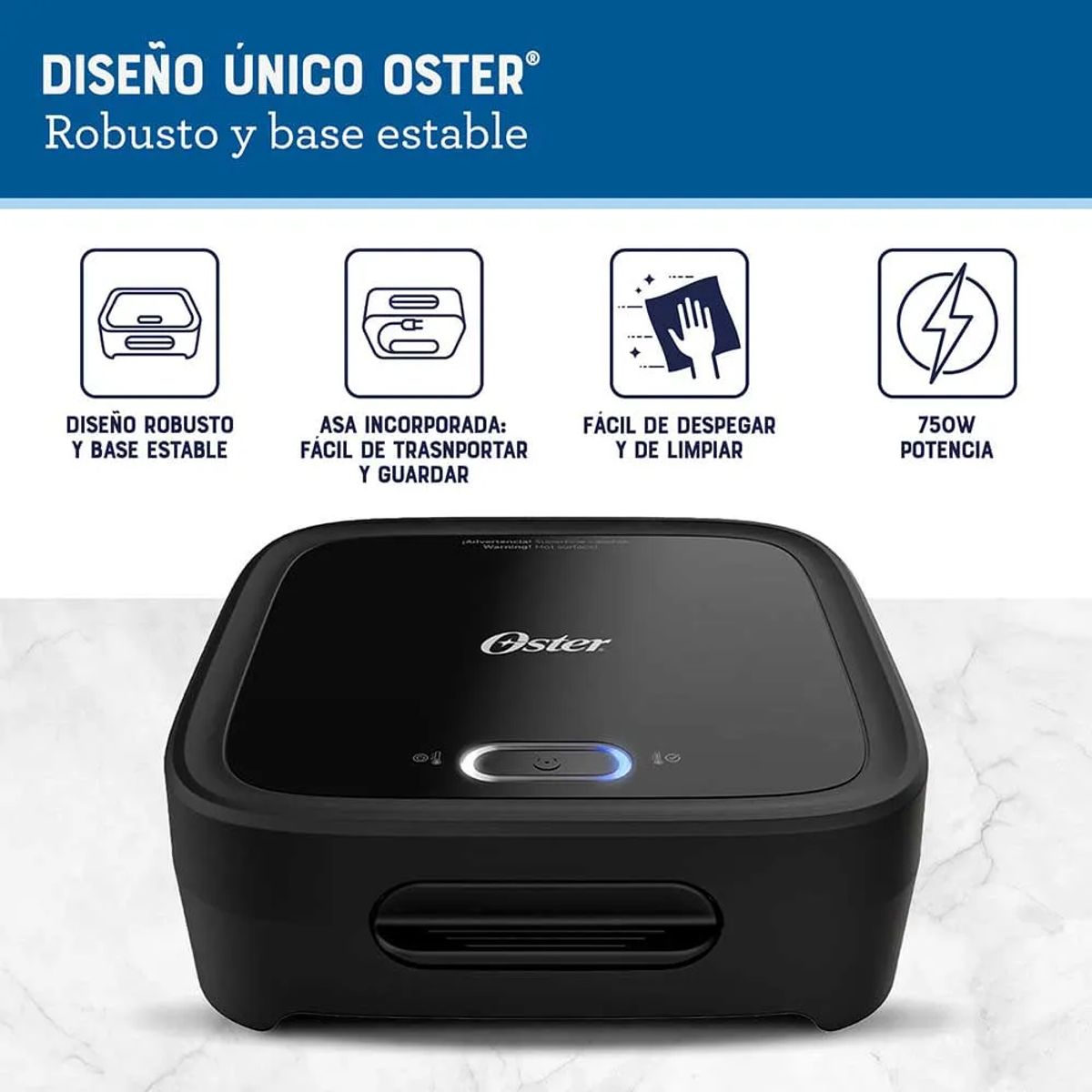 Sandwichera Compacta de Platos Hondos 750 W OSTER CKSTSM400