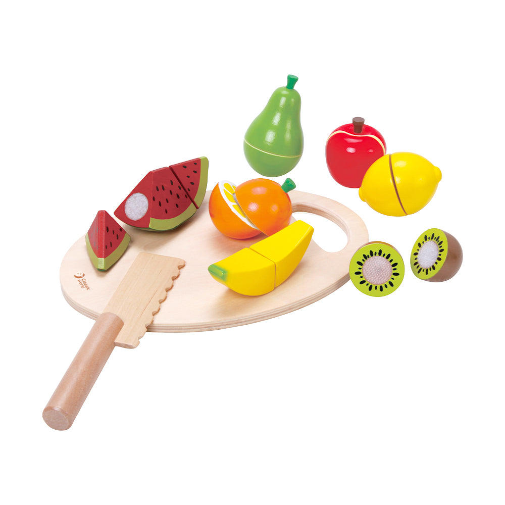 Frutas para Cortar de Madera con Tabla y Cuchillo