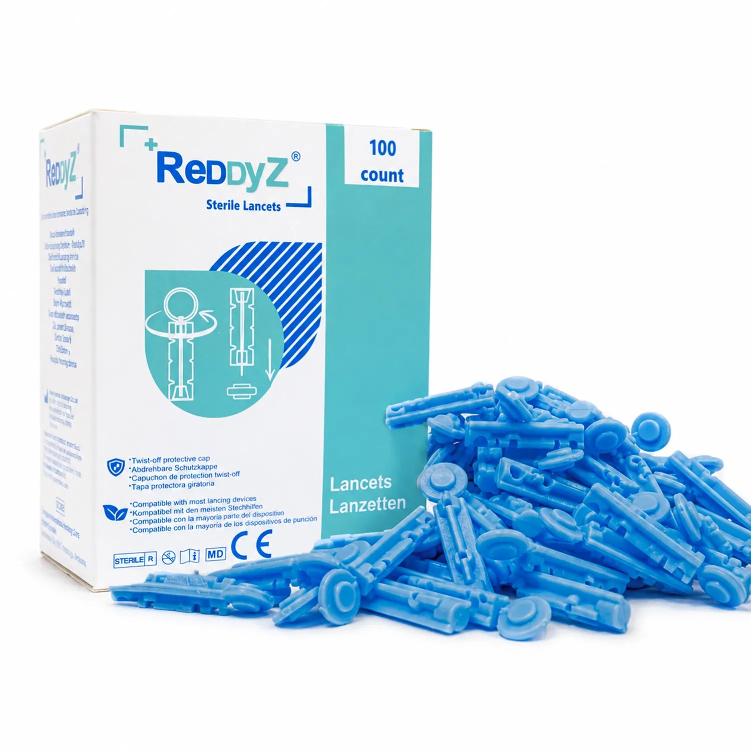Lancetas REDDYZ UNIVERSAL 28 G CAJA 100 UND