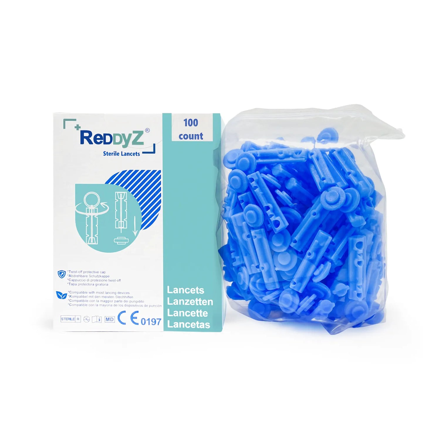 Lancetas REDDYZ UNIVERSAL 28 G CAJA 100 UND