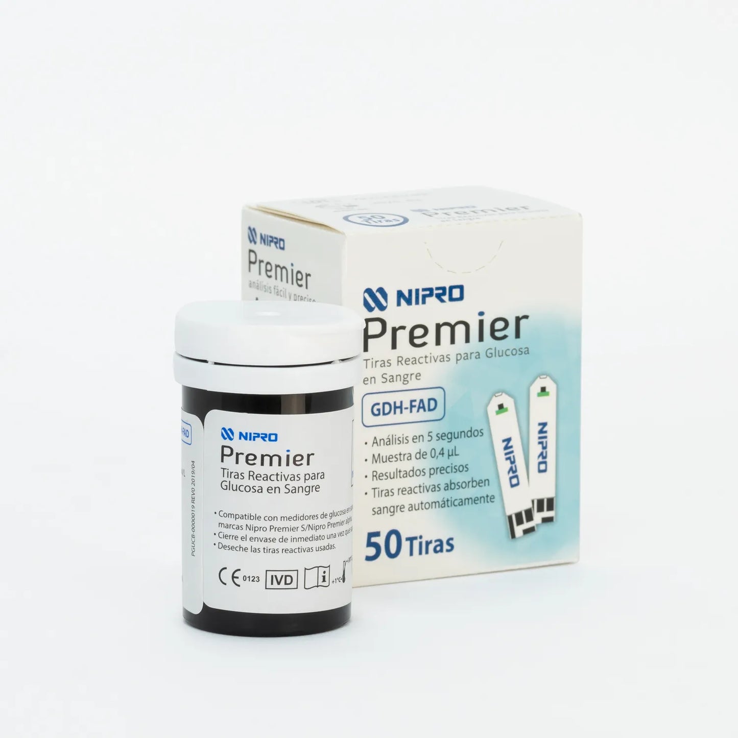 Tiras Reactivas para Glucosa NIPRO PREMIER GDH-FAD CAJA 50 UND