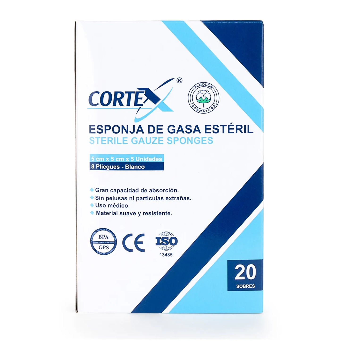 Esponja de Gasa Estéril CORTEX CAJA 20 UND