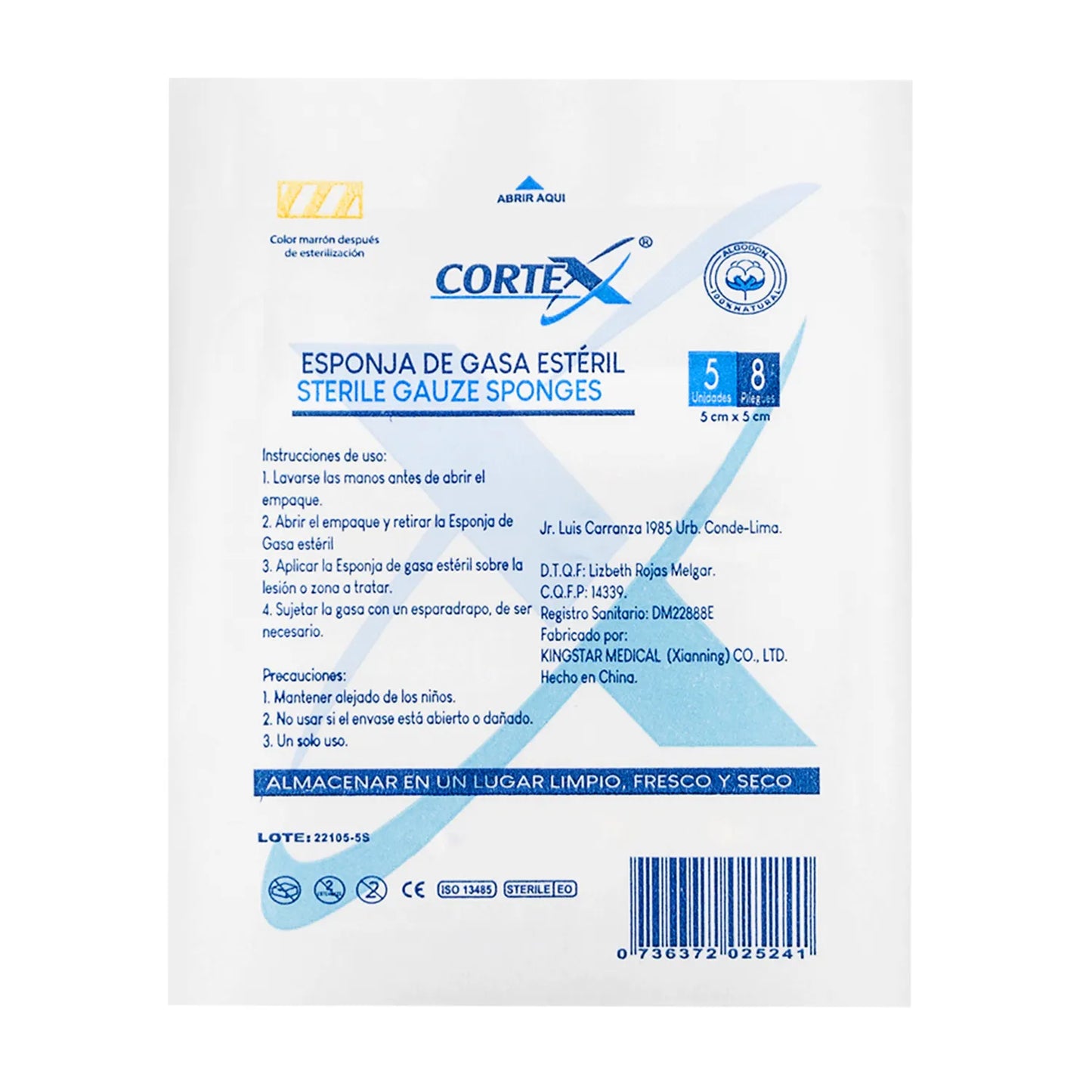 Esponja de Gasa Estéril CORTEX CAJA 20 UND