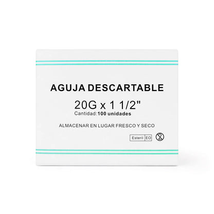 Aguja Descartable 20 G X 1 1/2" CAJA 100 UND