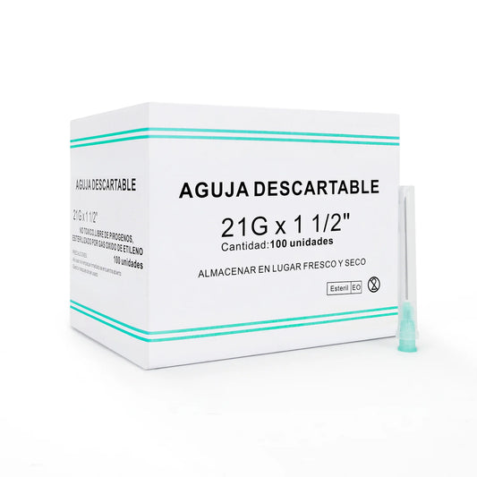 Aguja Descartable 21 G X 1 1/2" CAJA 100 UND