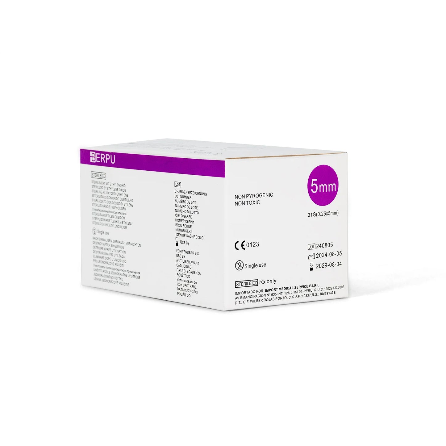 Aguja para Insulina BERPU 31 G X 5 MM CAJA 100 UND