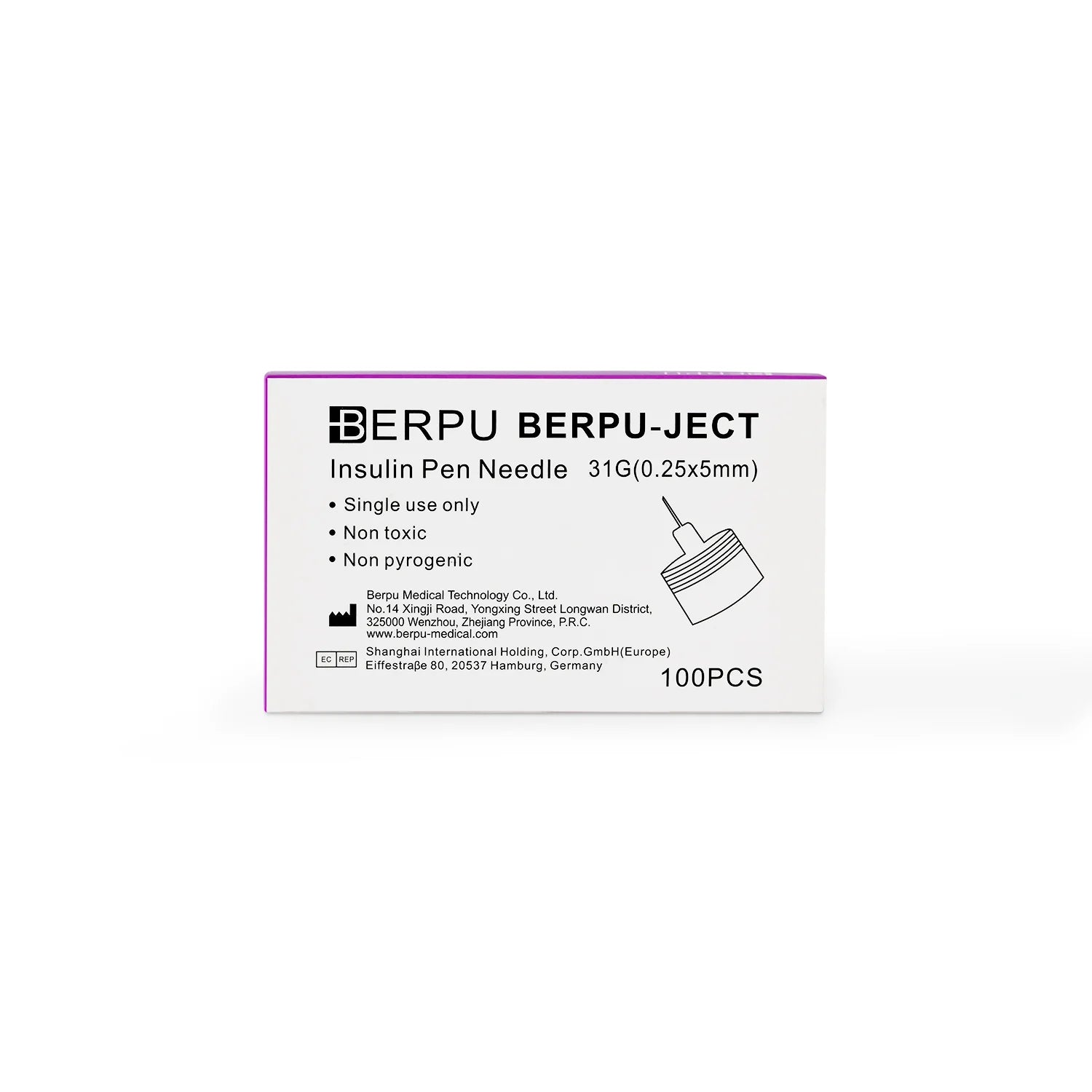 Aguja para Insulina BERPU 31 G X 5 MM CAJA 100 UND