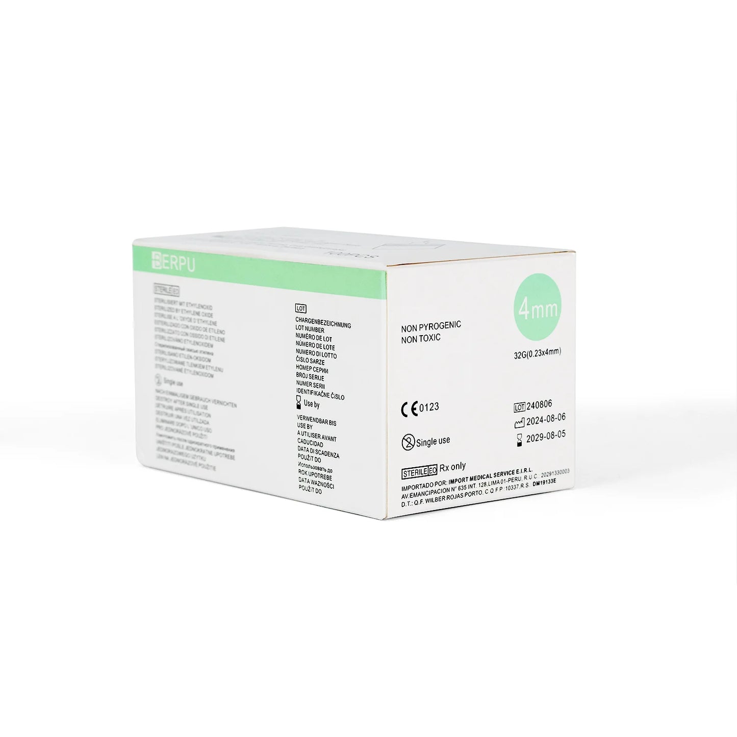 Aguja para Insulina BERPU 32 G X 4 MM CAJA 100 UND