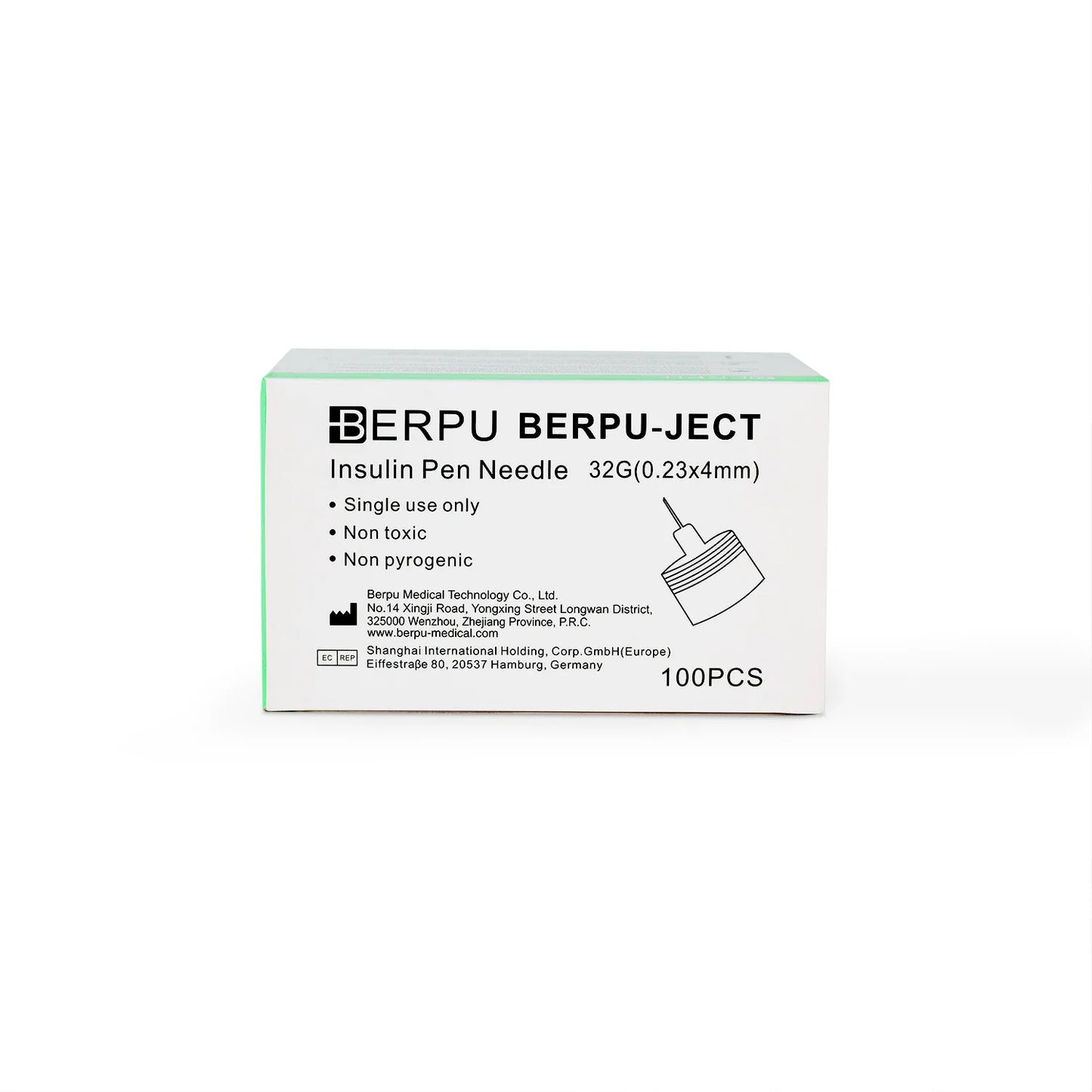 Aguja para Insulina BERPU 32 G X 4 MM CAJA 100 UND