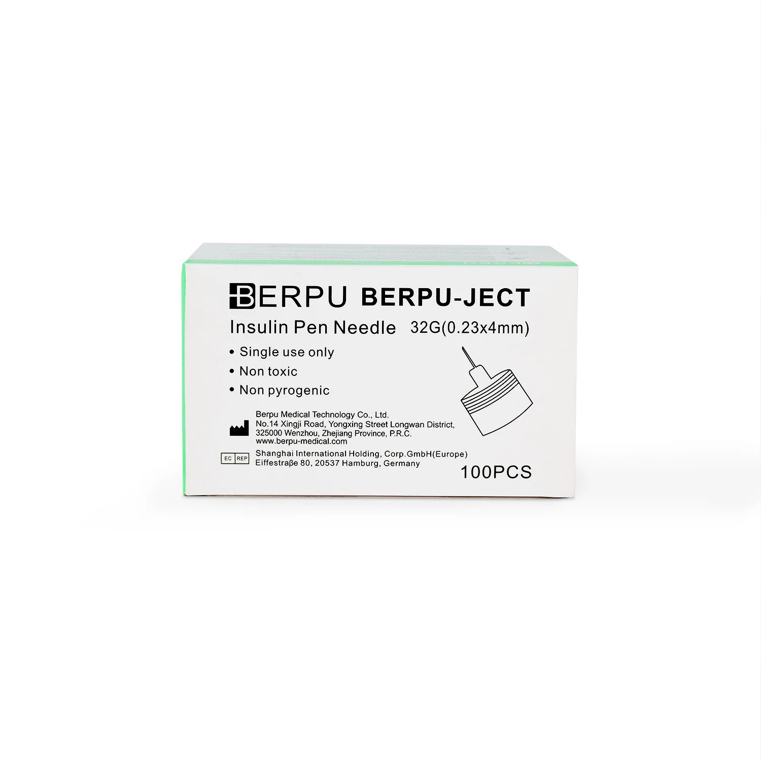 Aguja para Insulina BERPU 32 G X 4 MM CAJA 100 UND