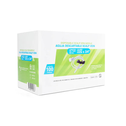 Aguja Scalp Vein Alita Mariposa 22 G X 3/4" CAJA 100 UND
