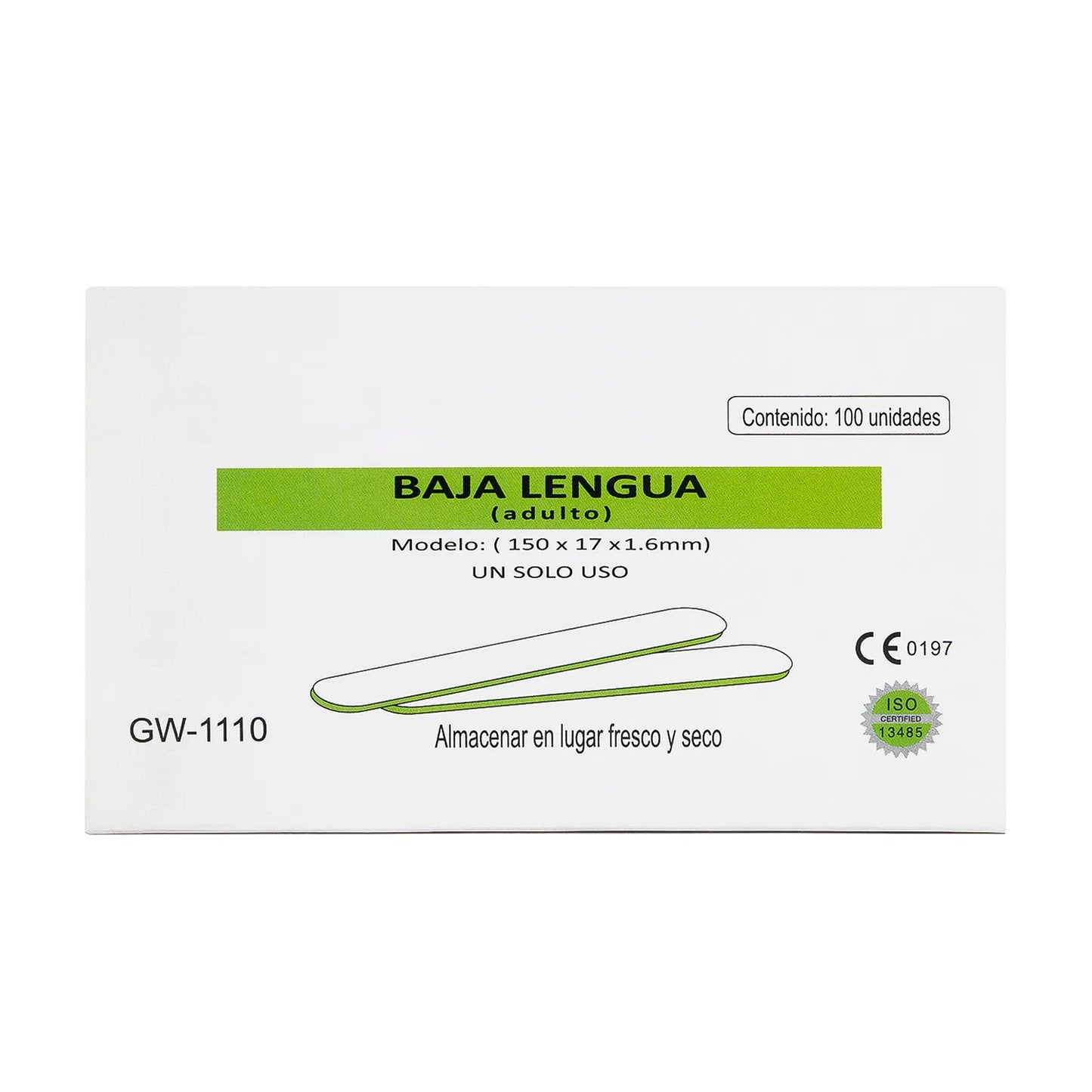 Baja Lengua para Adulto CAJA 100 UND
