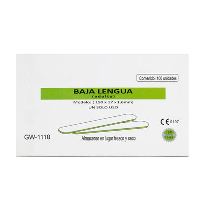 Baja Lengua para Adulto CAJA 100 UND