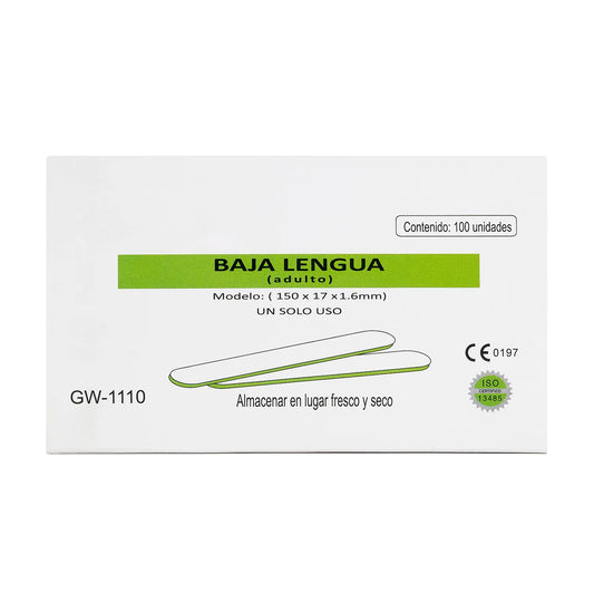 Baja Lengua para Adulto CAJA 100 UND