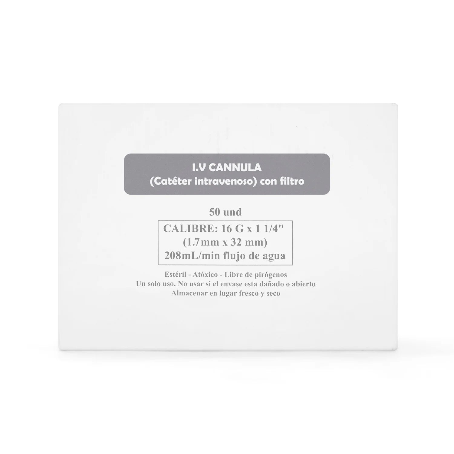Catéter Intravenoso I.V Periférico 16 G X 1 1/4" CAJA 50 UND