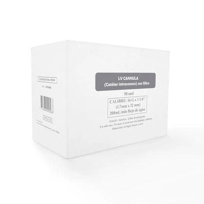 Catéter Intravenoso I.V Periférico 16 G X 1 1/4" CAJA 50 UND