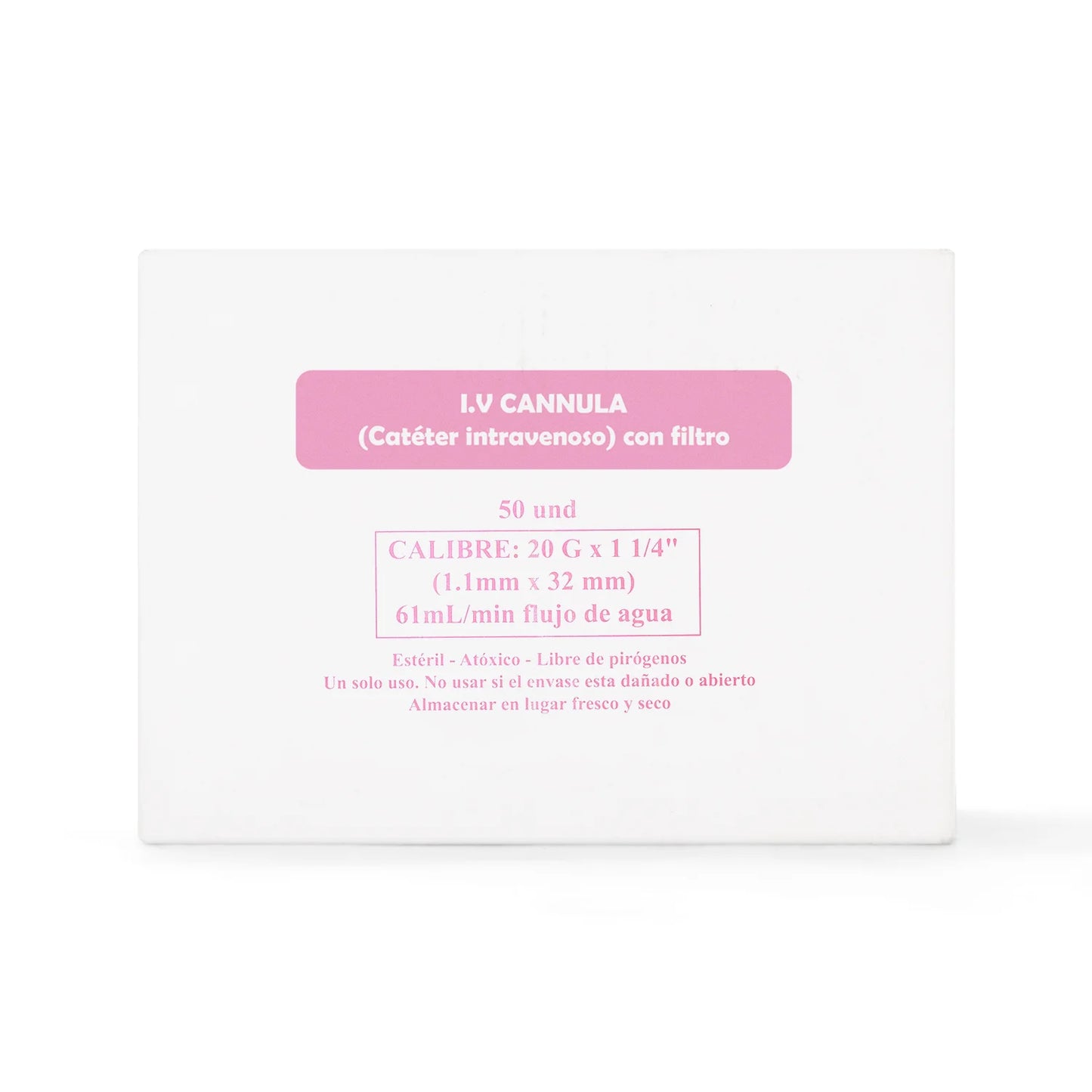 Catéter Intravenoso I.V Periférico 20 G X 1 1/4" CAJA 50 UND