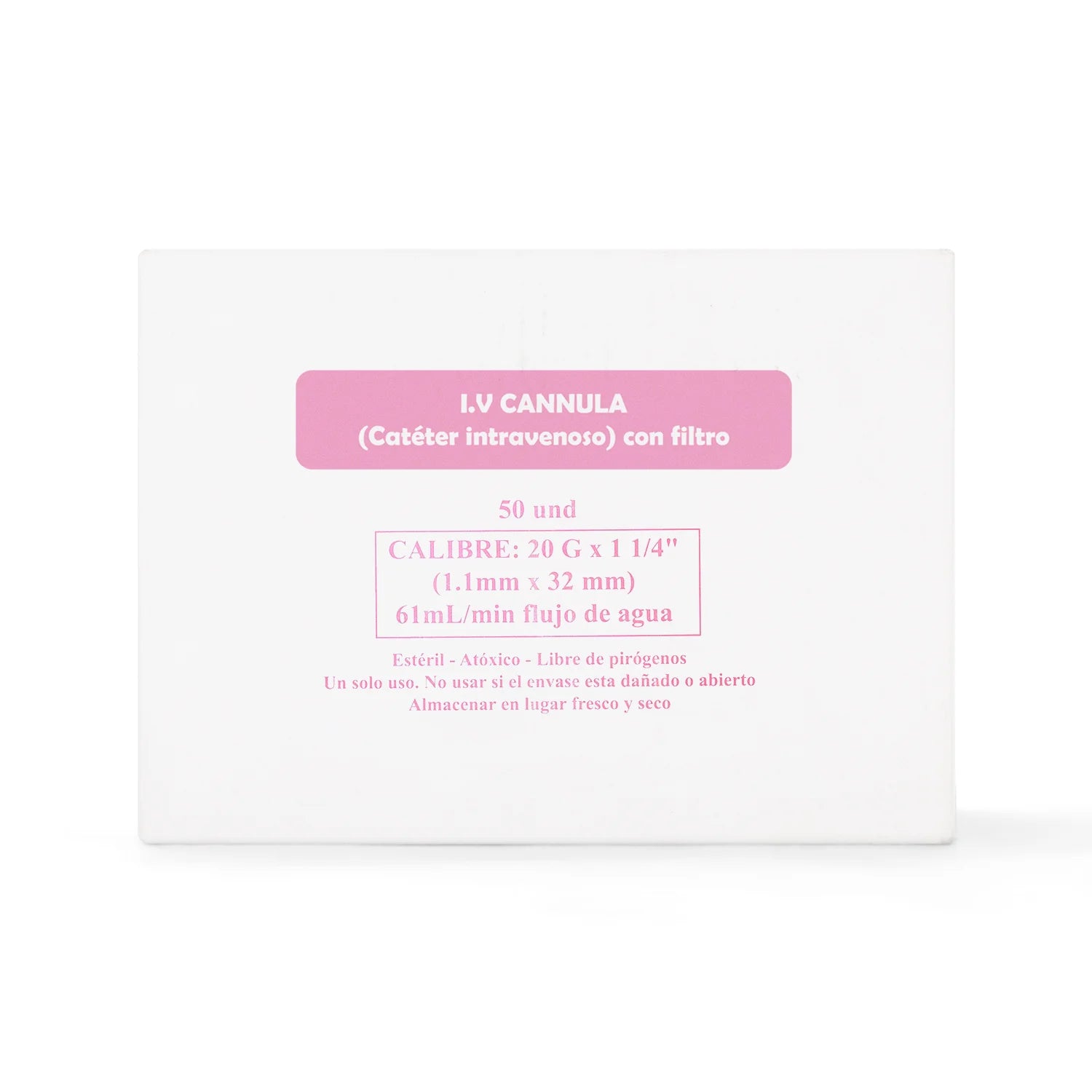 Catéter Intravenoso I.V Periférico 20 G X 1 1/4" CAJA 50 UND