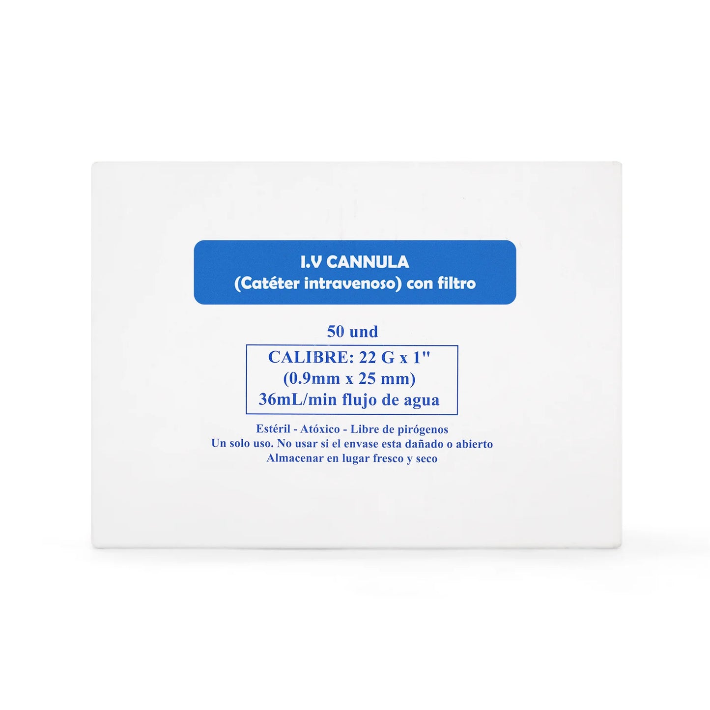 Catéter Intravenoso I.V Periférico 22 G X 1" CAJA 50 UND