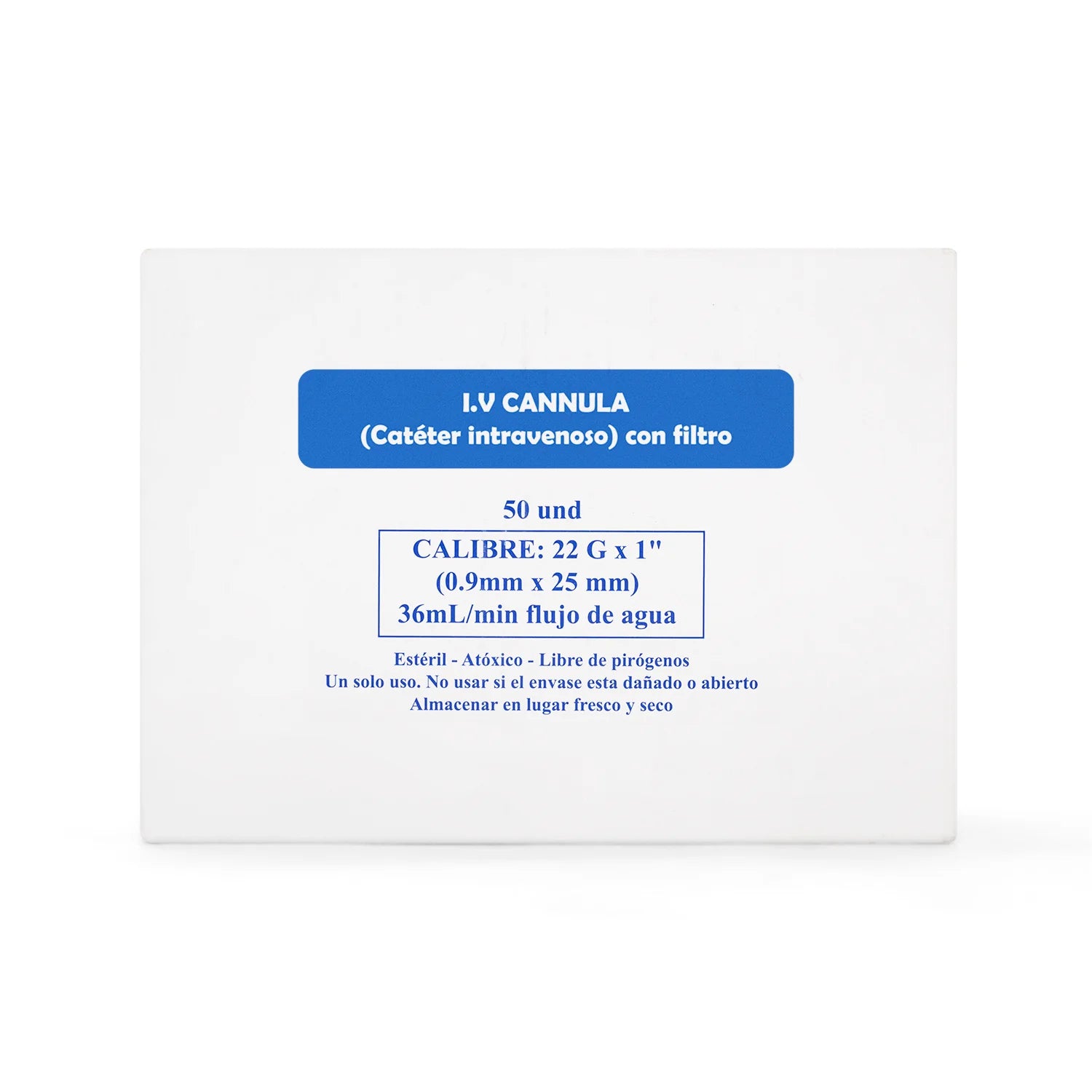 Catéter Intravenoso I.V Periférico 22 G X 1" CAJA 50 UND