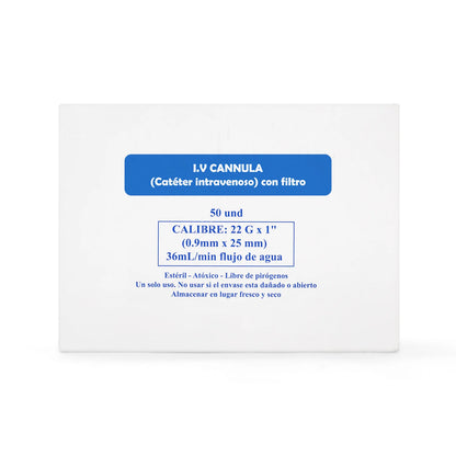 Catéter Intravenoso I.V Periférico 22 G X 1" CAJA 50 UND