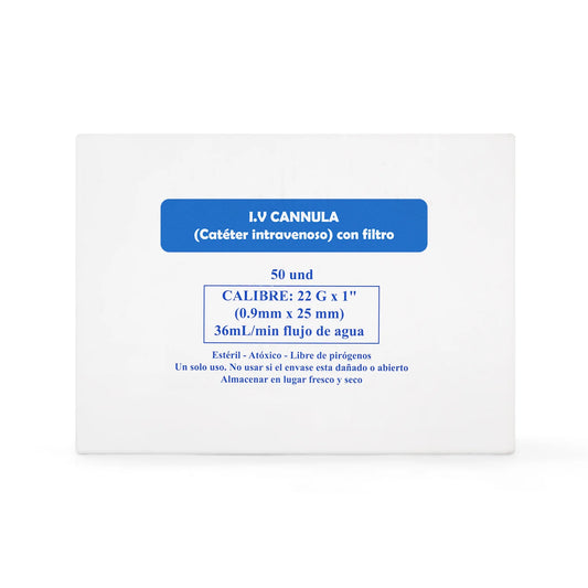 Catéter Intravenoso I.V Periférico 22 G X 1" CAJA 50 UND