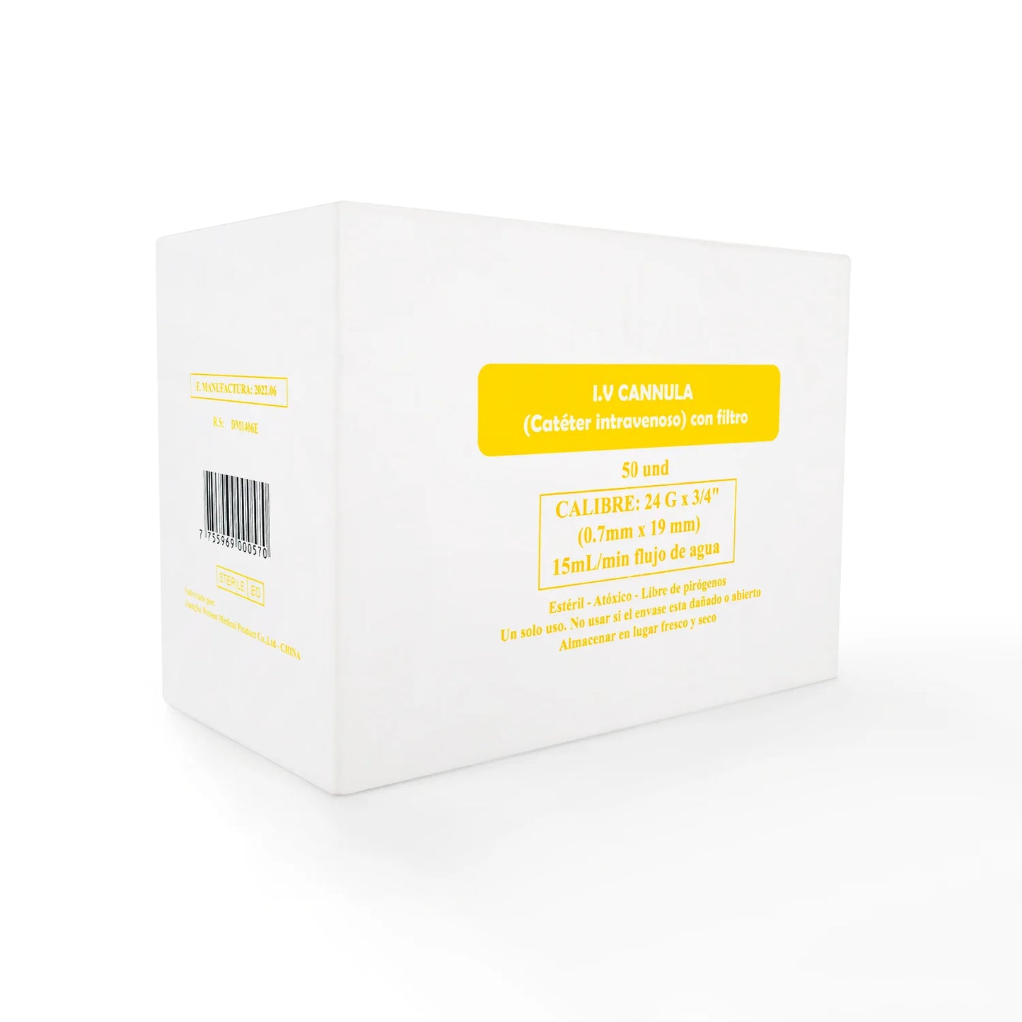 Catéter Intravenoso I.V Periférico 24 G X 3/4" CAJA 50 UND