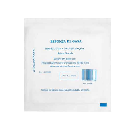 Esponja de Gasa Estéril Absorbente de 10 X 10 CM