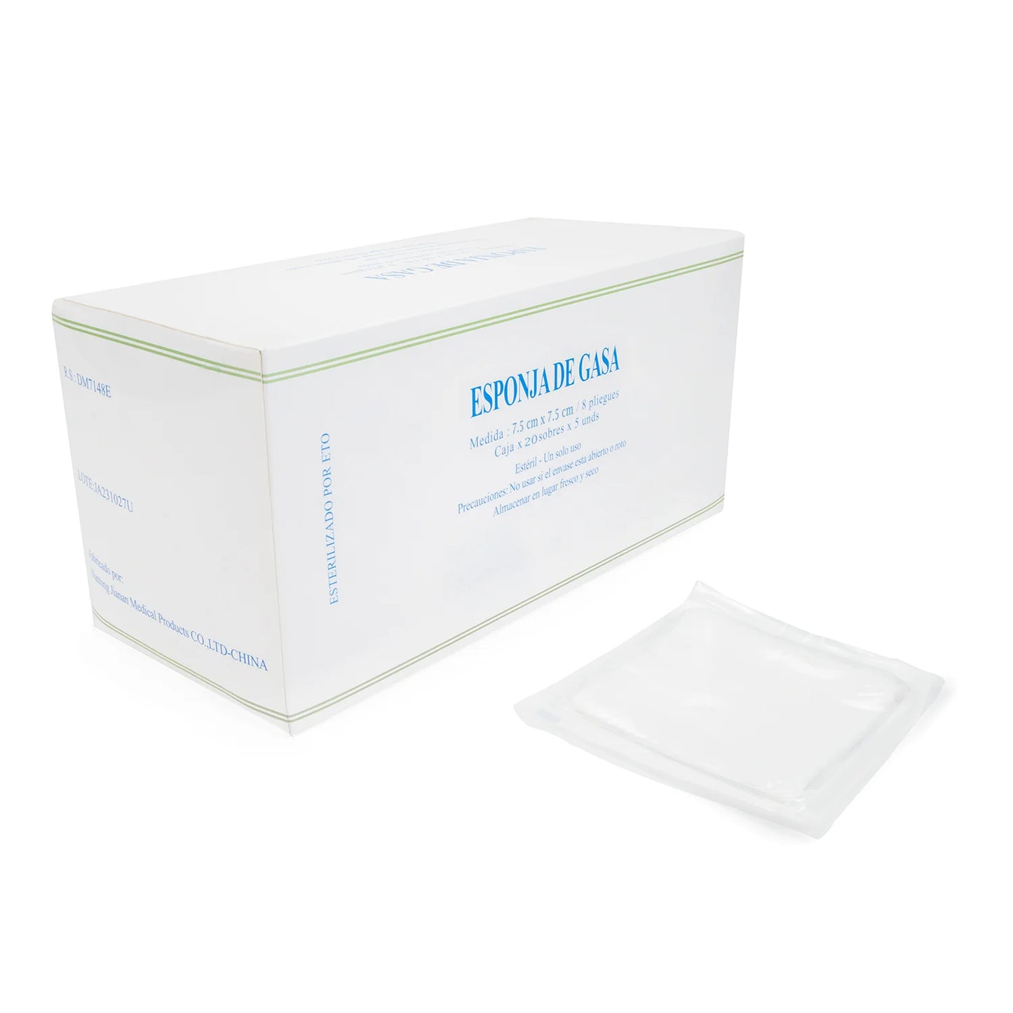Esponja de Gasa Estéril Absorbente de 7.5 X 7.5 CM