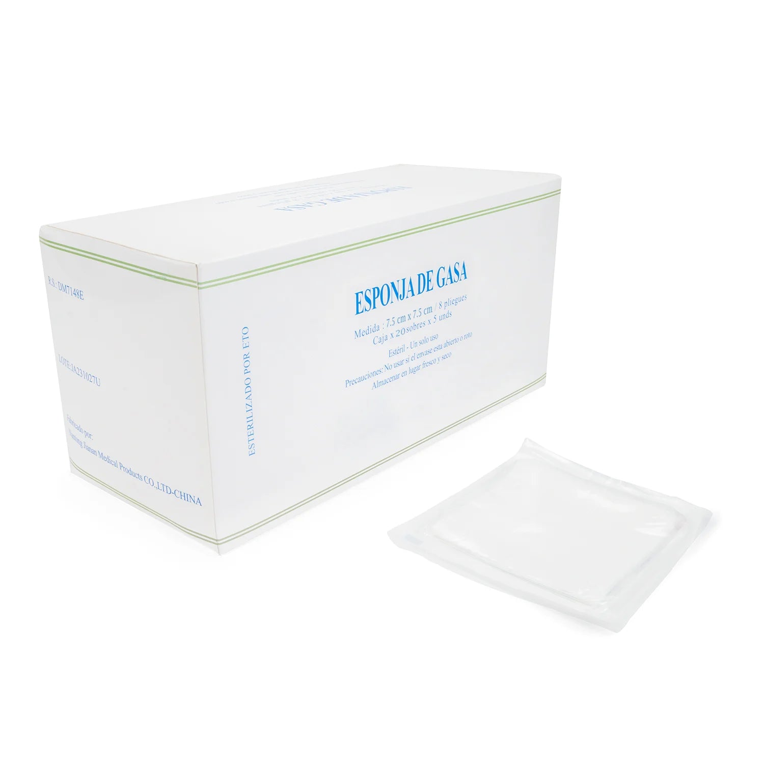 Esponja de Gasa Estéril Absorbente de 7.5 X 7.5 CM