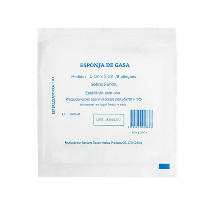 Esponja de Gasa Estéril Absorbente de 5 X 5 CM