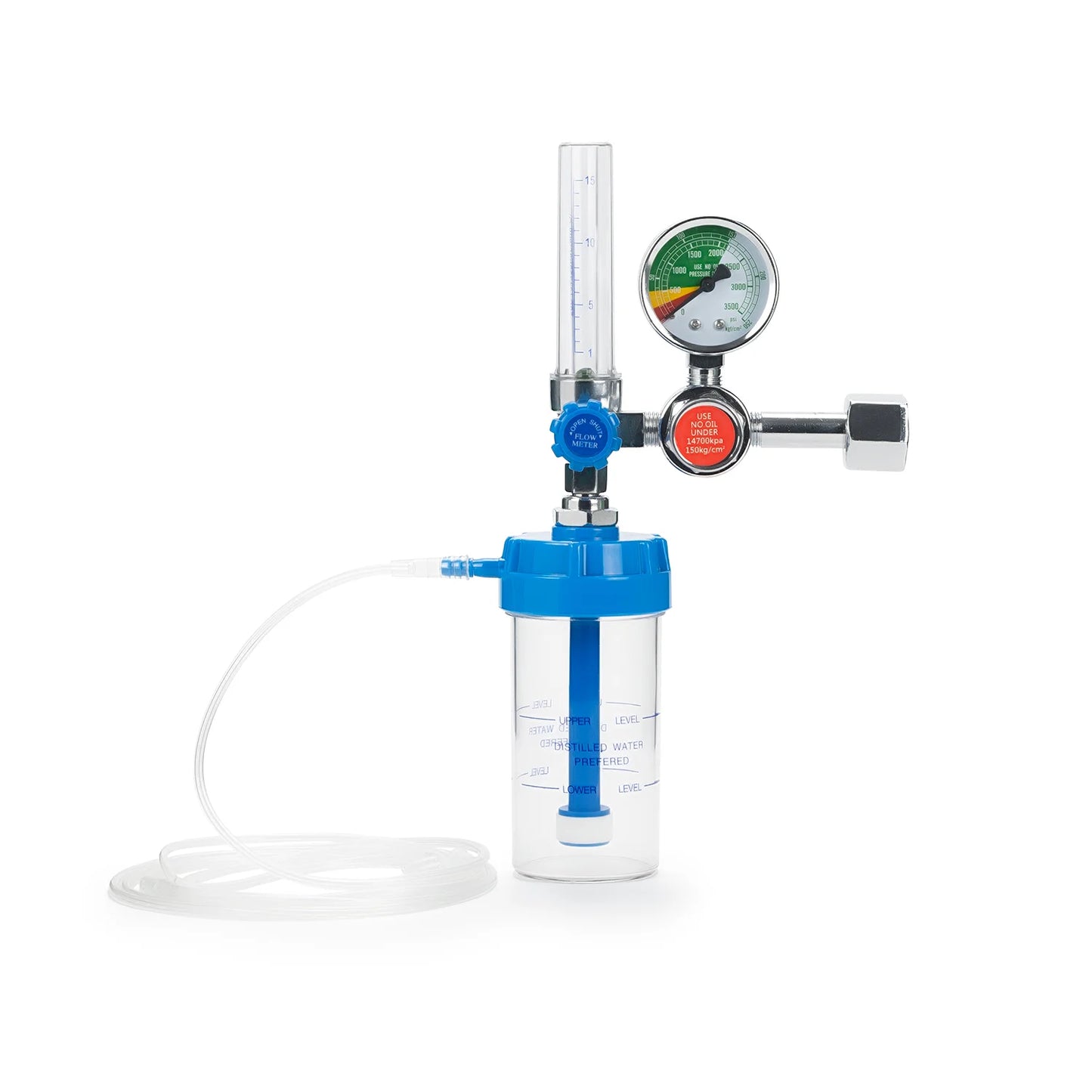 Manómetro Regulador de Oxígeno con Flujómetro de 15 LPM y Vaso Humidificador