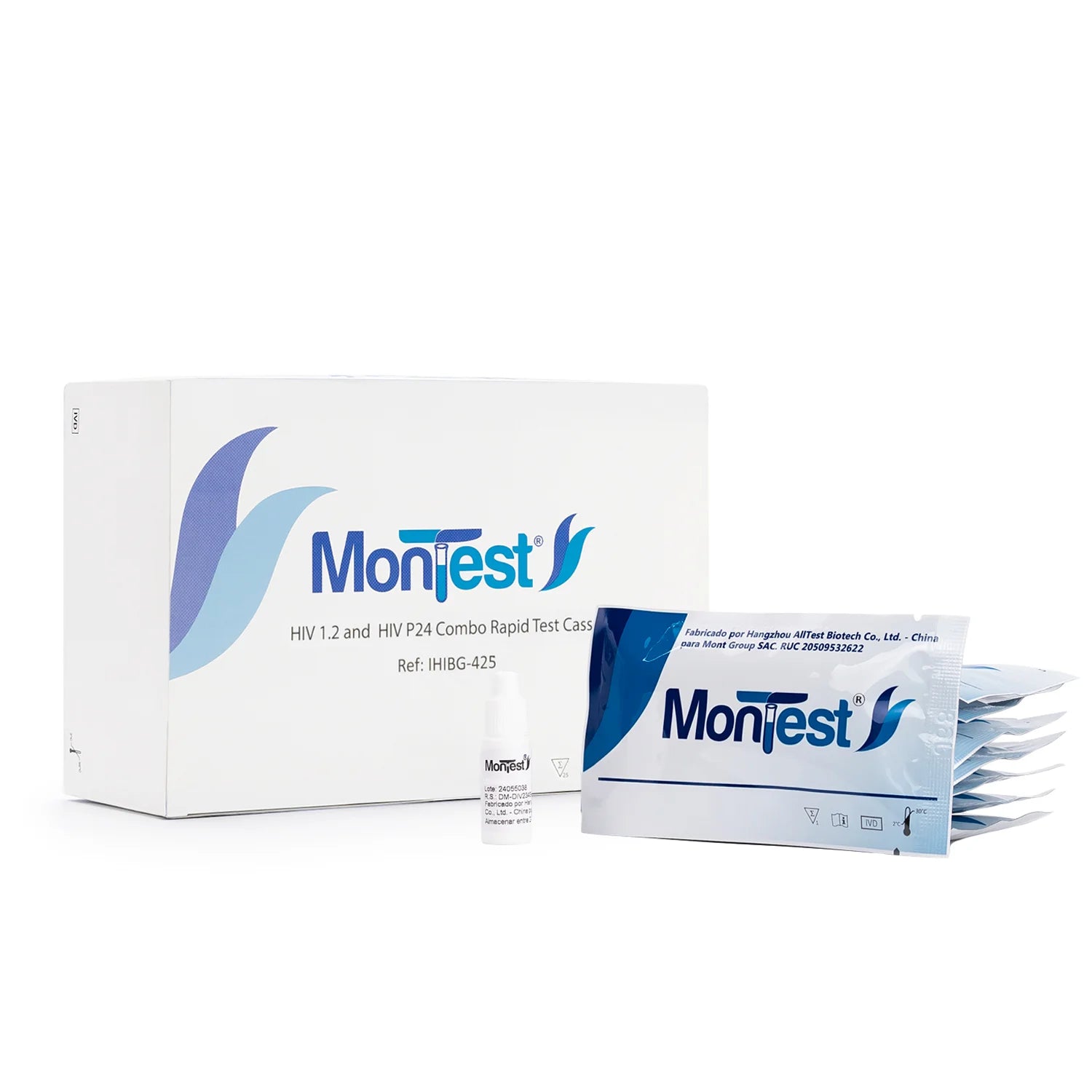 Prueba Rápida de HIV 1.2 Y HIV P24 en Casete MONTEST CAJA 25 UND