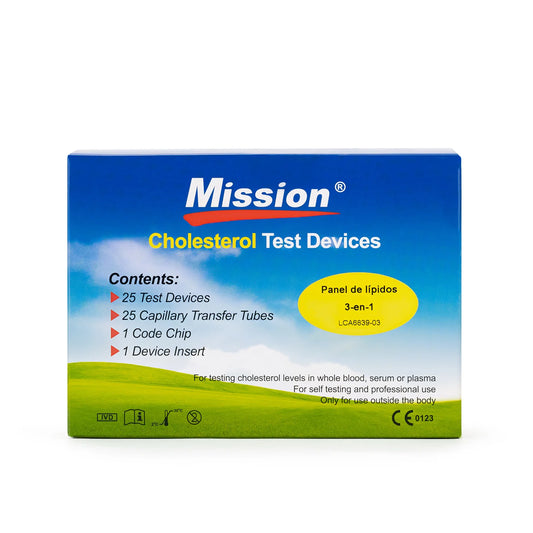 Tiras Reactivas para Colesterol y Triglicéridos MISSION CAJA 25 UND