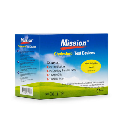 Tiras Reactivas para Colesterol y Triglicéridos MISSION CAJA 25 UND