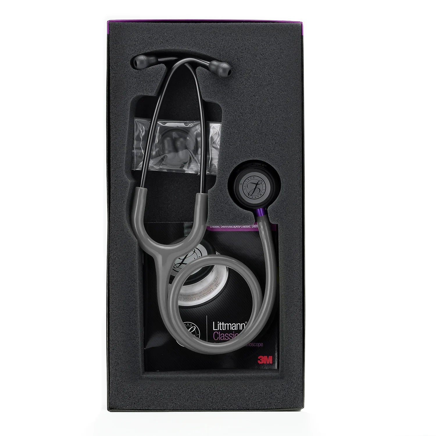 Estetoscopio LITTMANN CLASSIC III Gris Smoke Chestpiece Vástago Violeta 5873