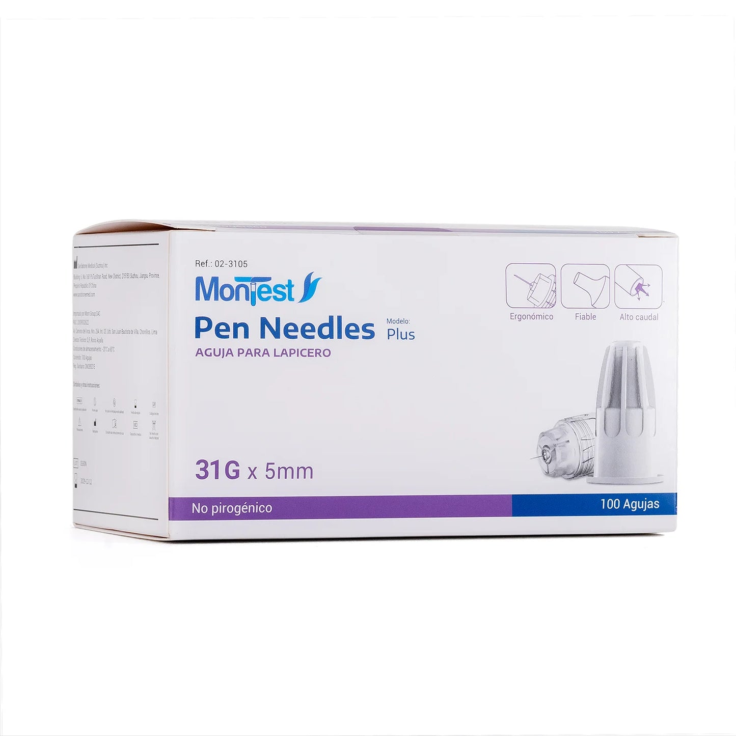 Aguja para Insulina MONTEST PLUS 31 G X 5 MM CAJA 100 UND
