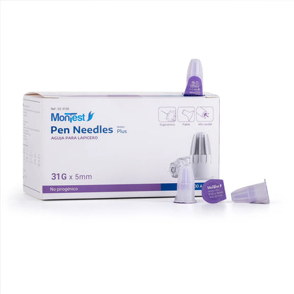 Aguja para Insulina MONTEST PLUS 31 G X 5 MM CAJA 100 UND
