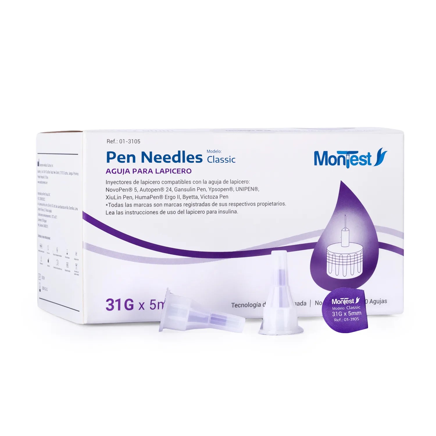Aguja para Insulina MONTEST CLASSIC 31 G X 5 MM CAJA 100 UND