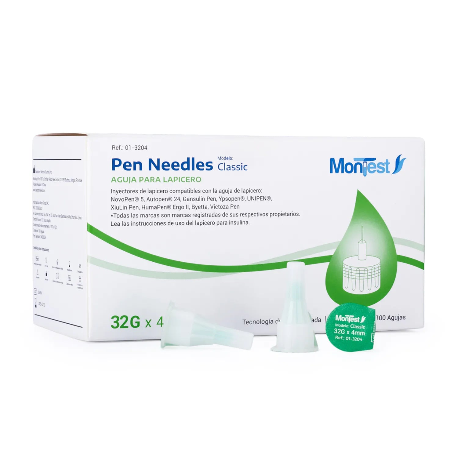 Aguja para Insulina MONTEST CLASSIC 32 G X 4 MM CAJA 100 UND